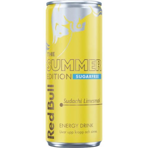 Red Bull Summer Edition – Sudachi Lime Sugarfree – 24-pack à 25 cl – komplett 24-pack med 24 burkar à 25 cl