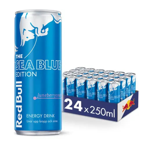 Red Bull Sea Blue Edition – Juneberry – 24-pack à 25 cl – komplett 24-pack med 24 burkar à 25 cl