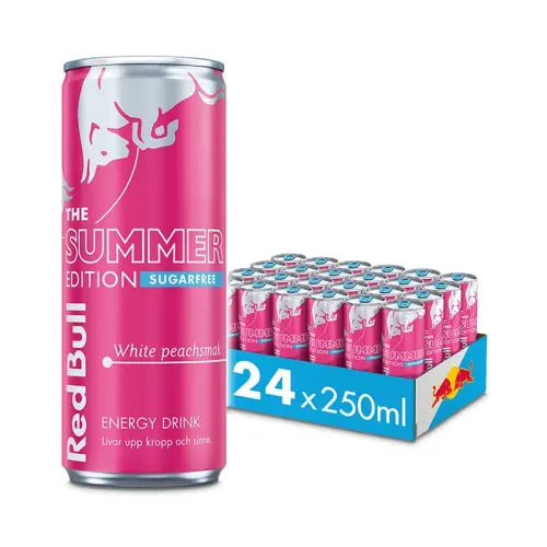 Red Bull Energy Summer Edition – White Peach Sugar Free – 24-pack à 25 cl – komplett 24-pack med 24 burkar à 25 cl