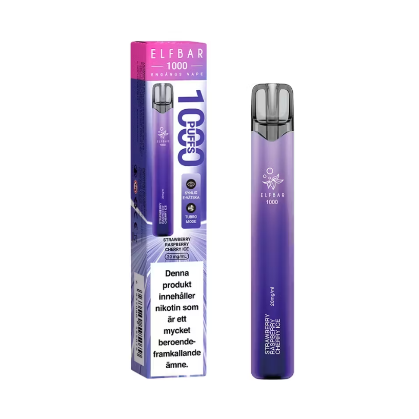 Elfbar 1000 – Strawberry Raspberry Cherry Ice – Engångsvape – Produktbild